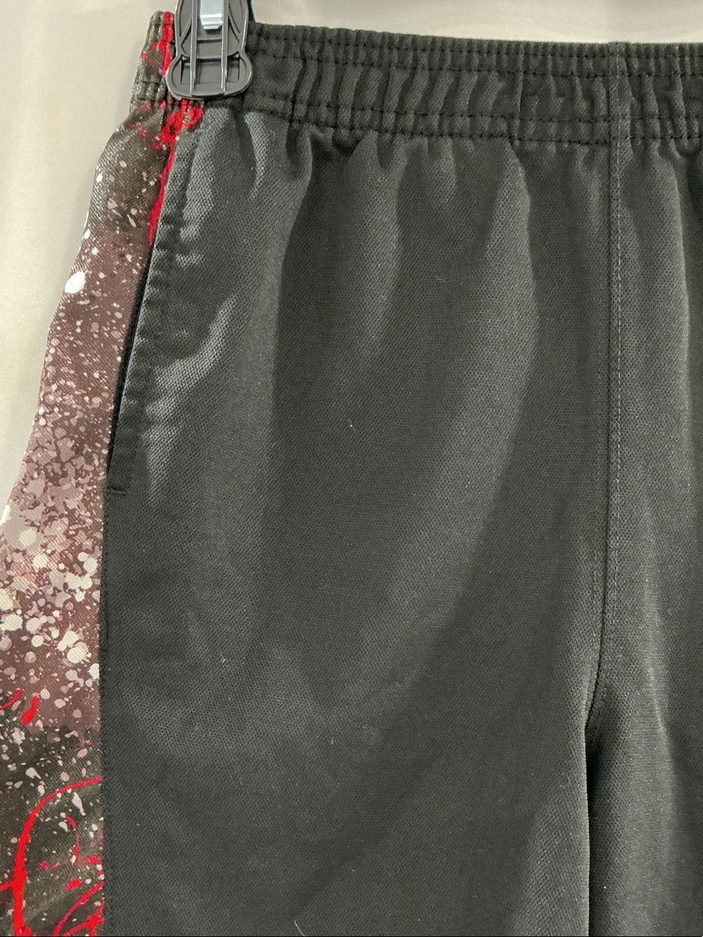 And1 Black Shorts with Red and White Accent Panels